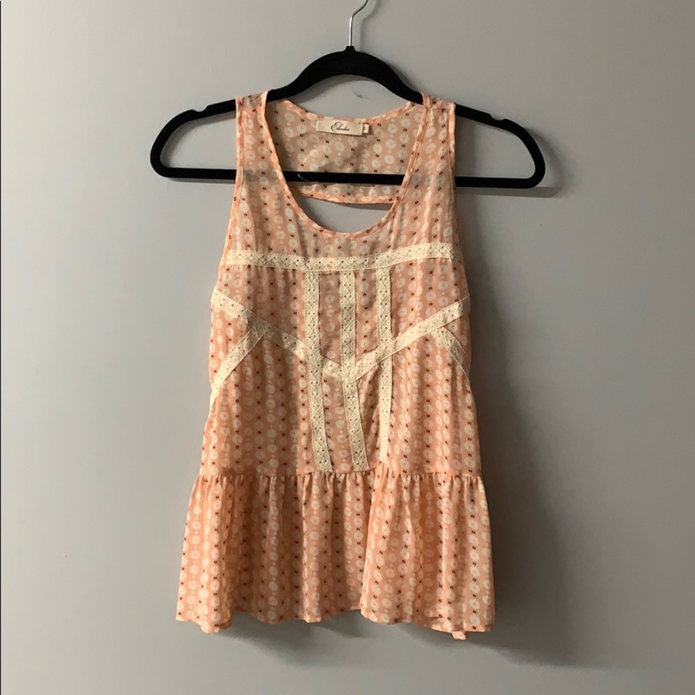 S ELODIE SHEER PINK FLORAL TANK TOP